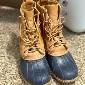 L.L. Bean Tan and Navy Winter Boots